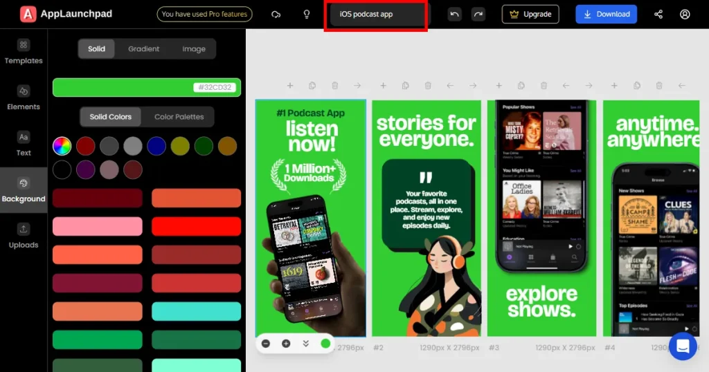 Give a name to your screenshot project