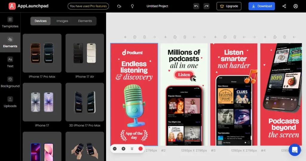Screenshot order on AppLaunchpad