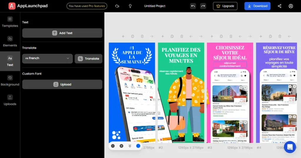Review the translated screenshot set