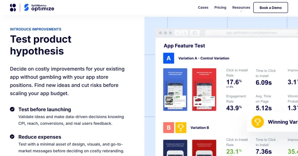 Splitmetrics optimize landing page