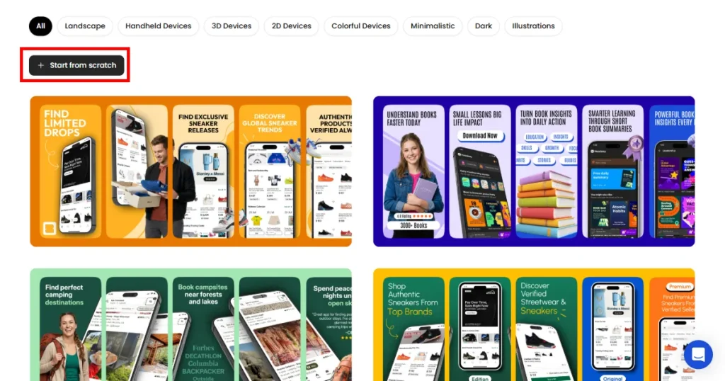 AppLaunchpad template selection