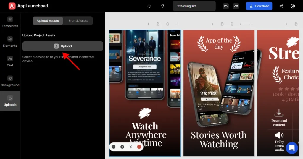 Upload your app screens