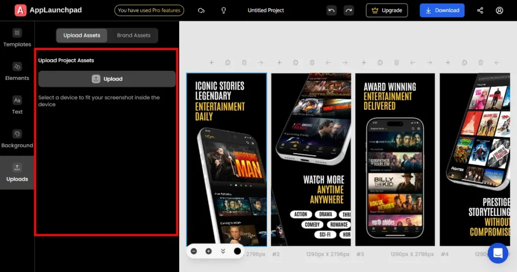 Upload app screens on AppLaunchpad