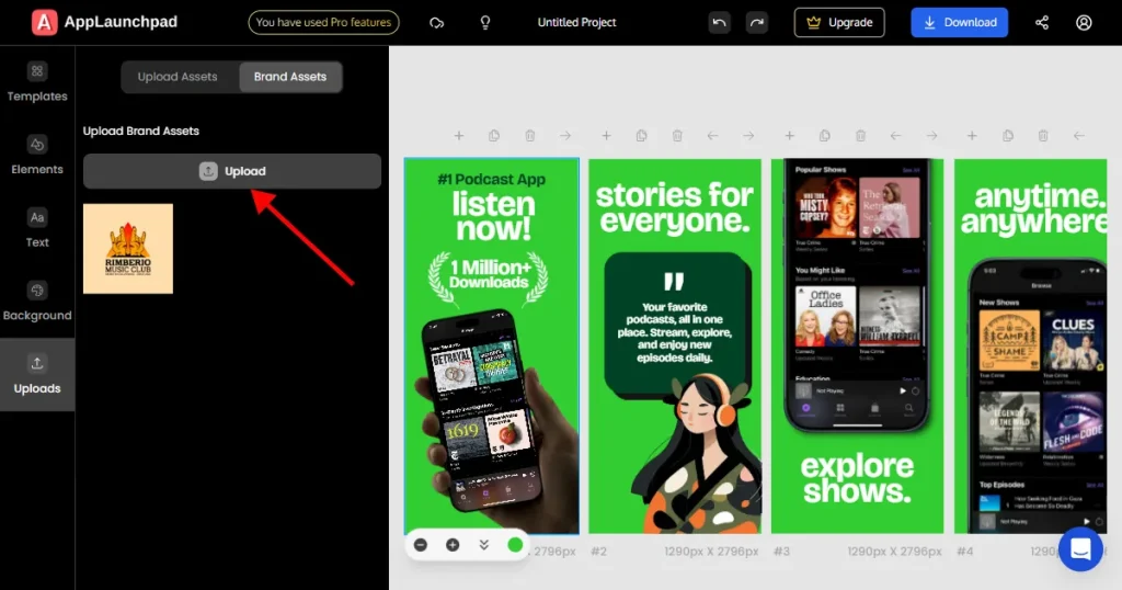 Upload brand assets on AppLaunchpad