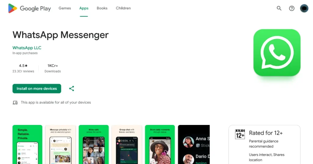 WhatsApp Google Play Store App icon