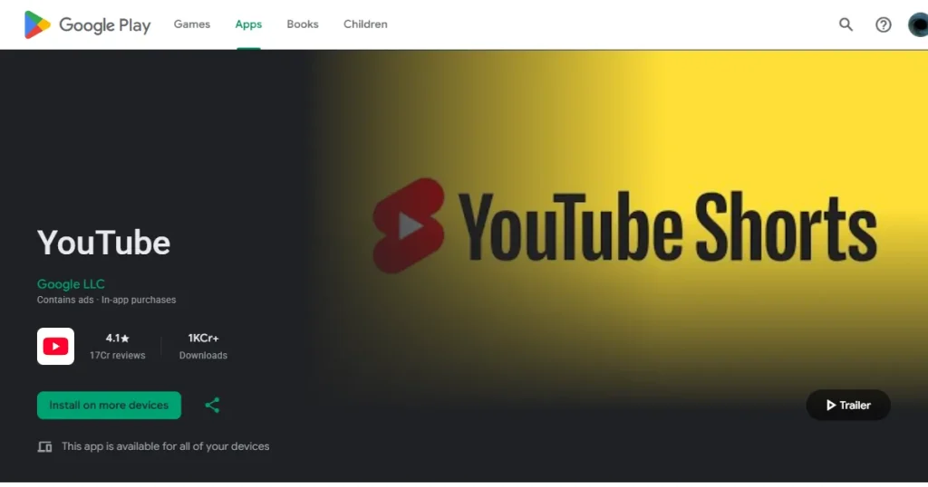 YouTube Google Play Store App icon