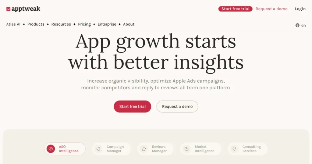 AppTweak homepage