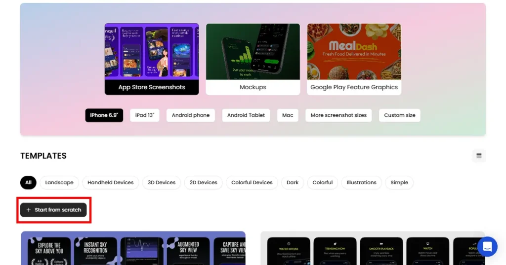 Starting from scratch or choosing templates