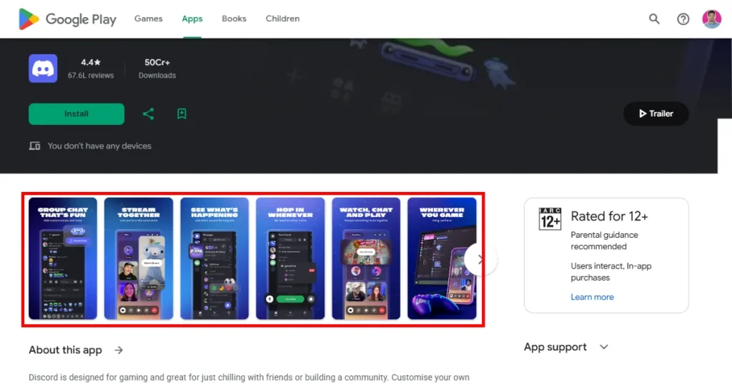Discord app screenshots
