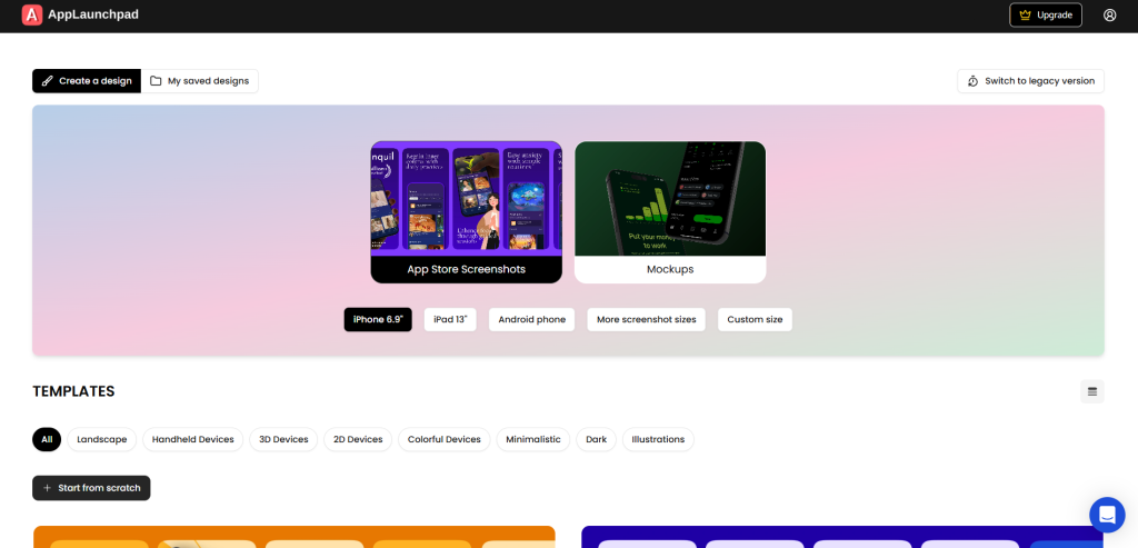 AppLaunchpad template categories.