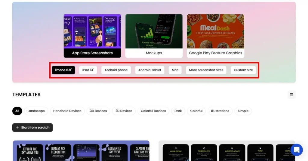 Selecting a device in AppLaunchpad