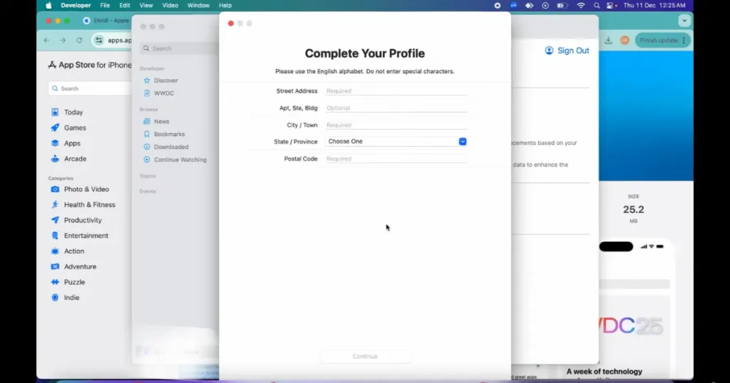 Completing Developer Account Details