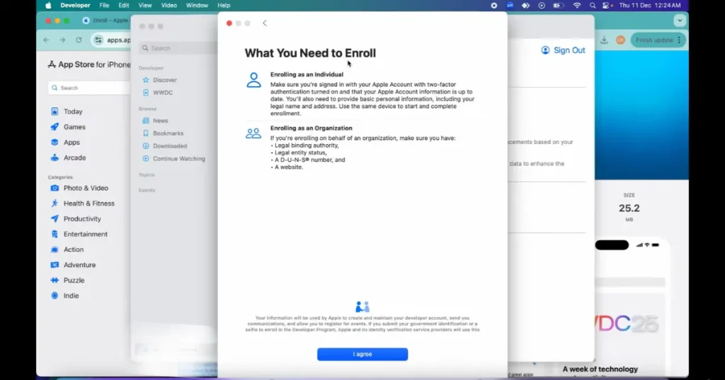 Documents required for enrolling in the App Developers Program