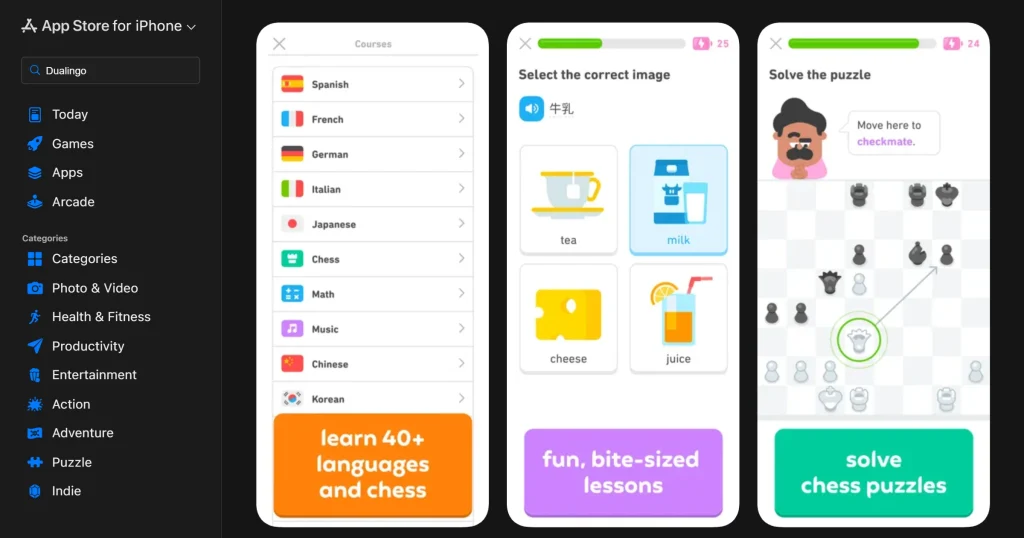 Duolingo screenshot text caption