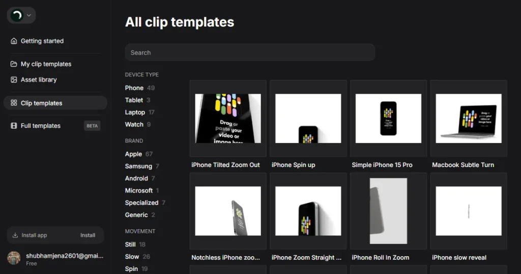 Rotato clip templates page