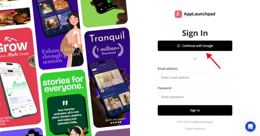 AppLaunchpad login page