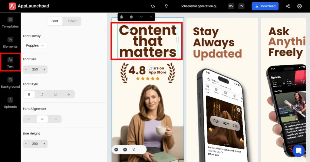 Editing the text in AppLaunchpad