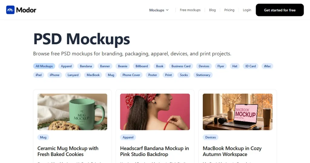 Modor free PSD mockups