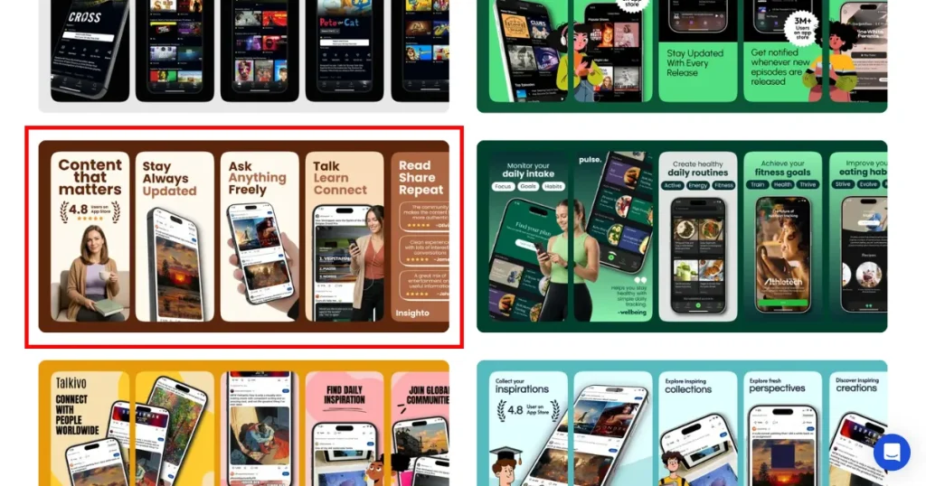 Selecting an app store screenshot template