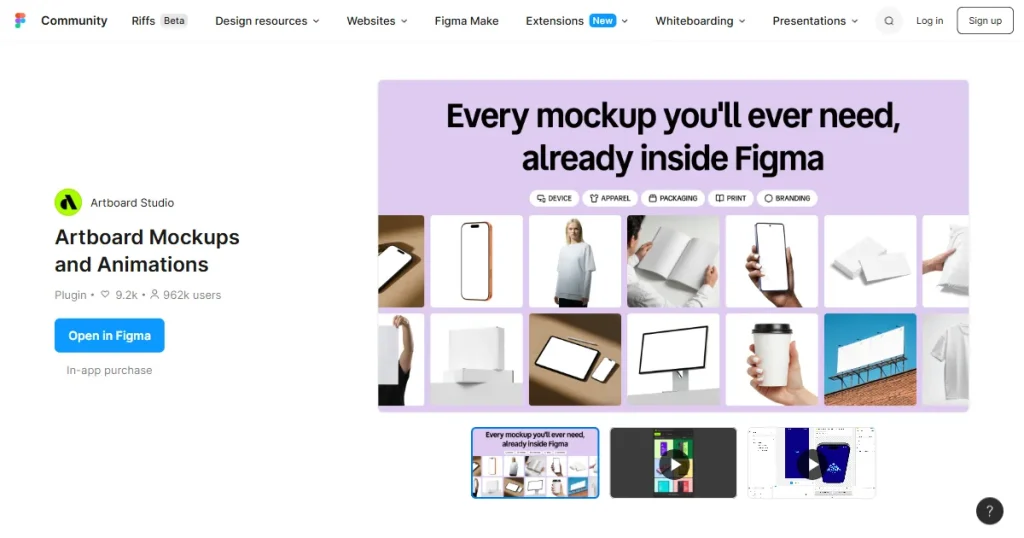 Artboard Studio Figma plugin page
