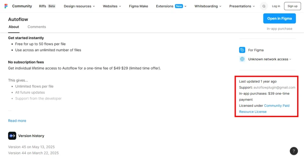 Autoflow Figma plugin pricing page