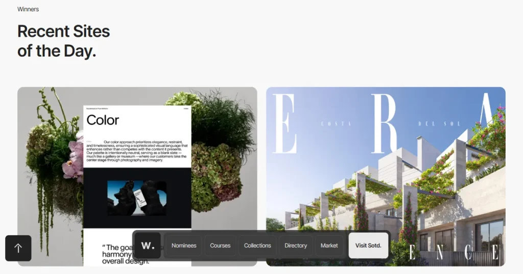 Awwwards design inspiration page