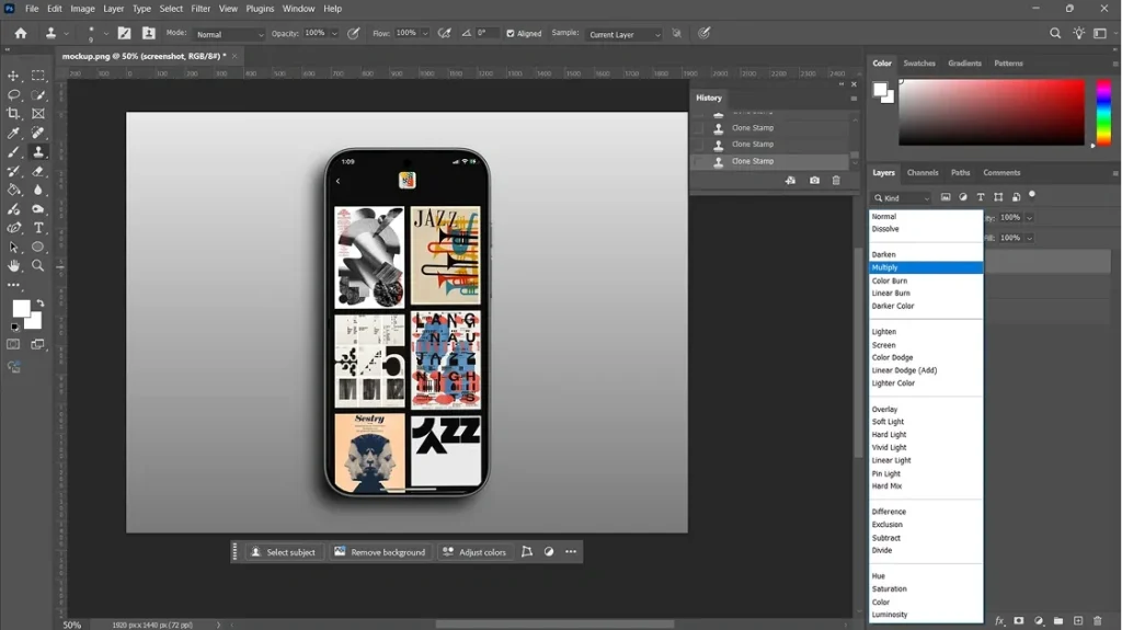 Blending the screenshot with the device