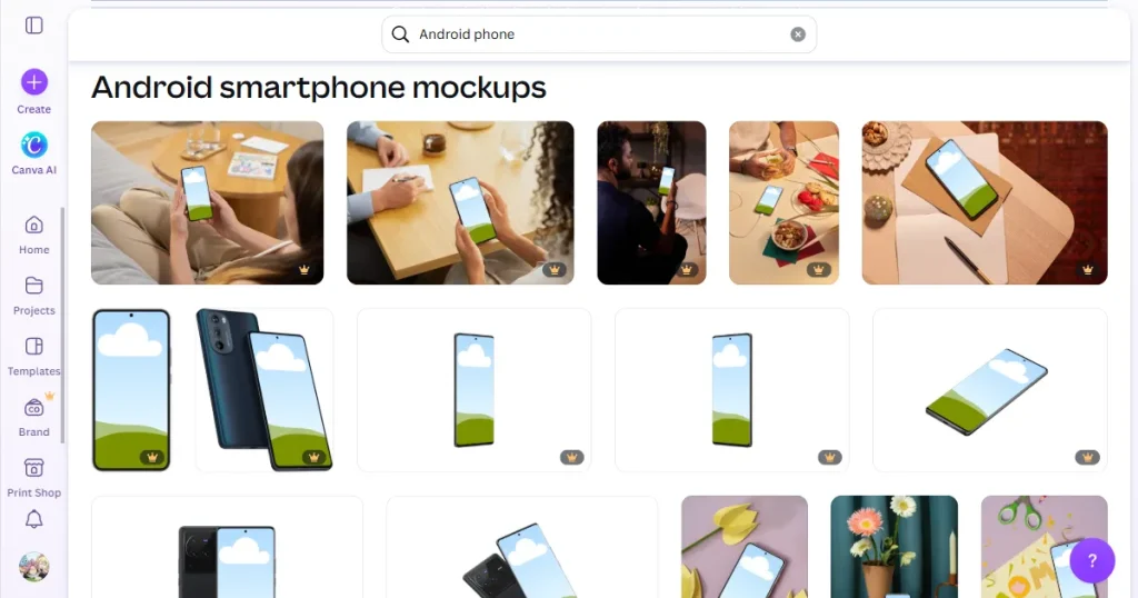 Canva Android phone mockups