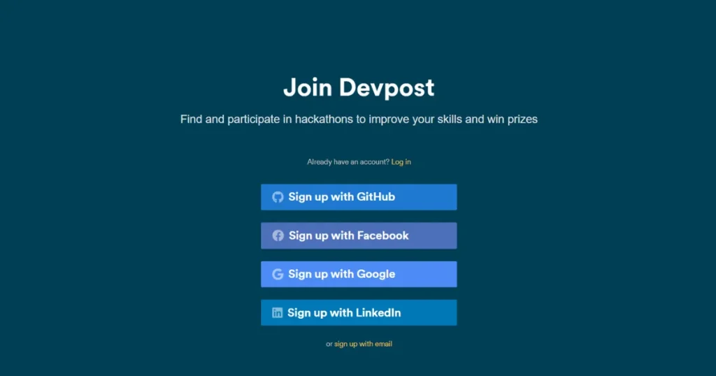 Devpost homepage