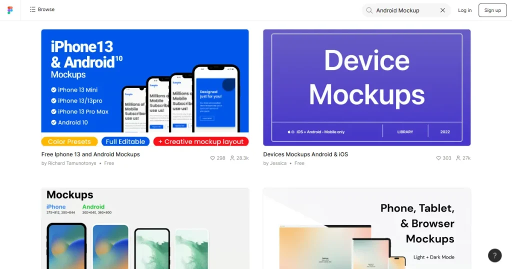 Figma Android mockup templates