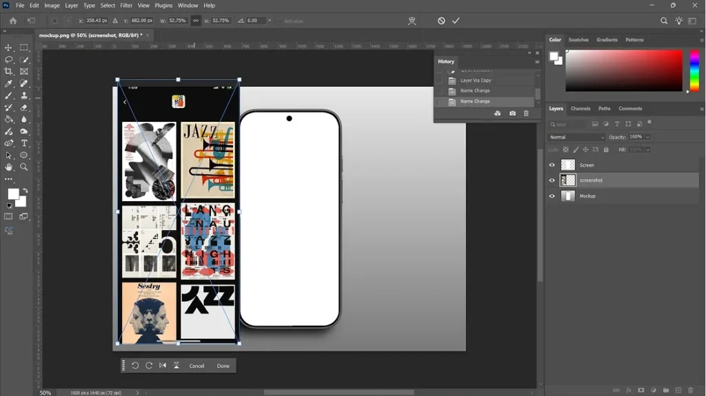 Importing app screenshot to Photoshop