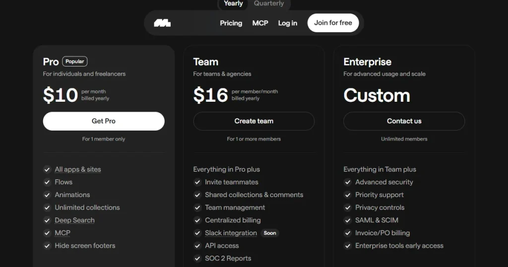 Mobbin pricing plans
