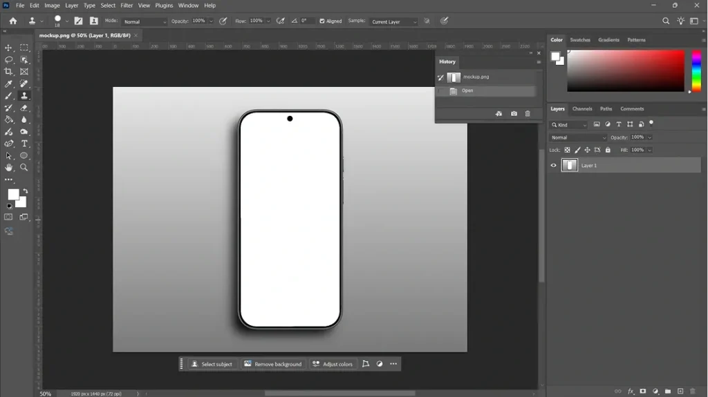 Opening an Android PSD mockup in Photoshop