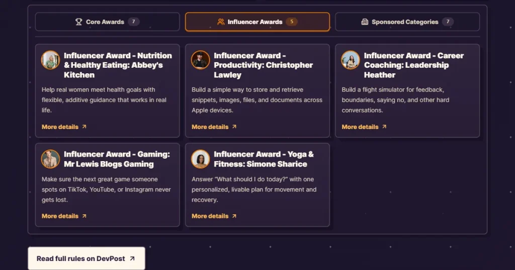 RevenueCat influencer awards page