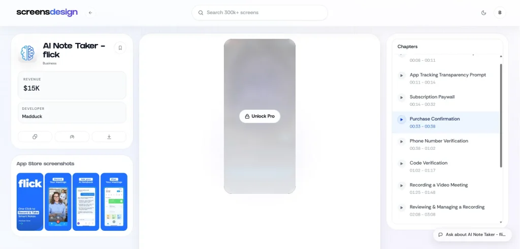 Screensdesign AI Note Taker app user flows