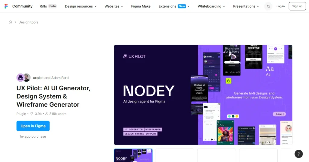 UX Pilot Figma plugin page
