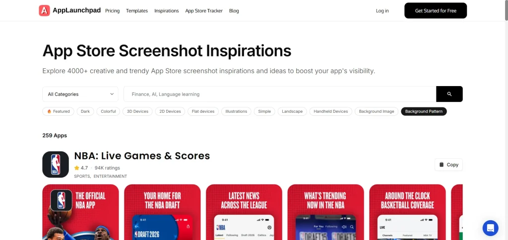 AppLaunchpad app store screenshot inspiration gallery