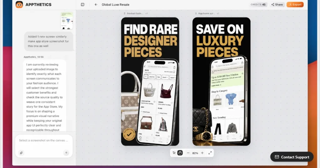 Appthetics app designer page