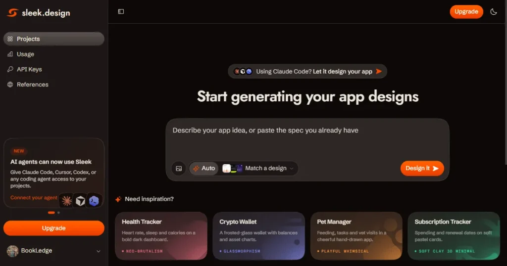 Sleek homepage